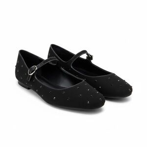 🆕 NIB J CREW rhinestone black Mary Jane Ballet Flats size 9 1/2